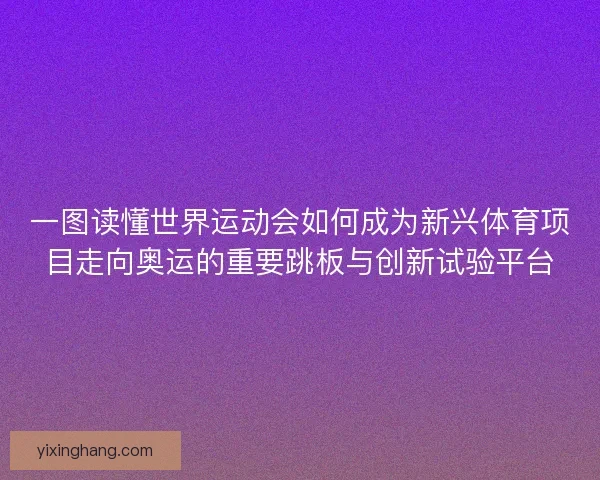 一图读懂世界运动会如何成为新兴体育项目走向奥运的重要跳板与创新试验平台 一图读懂世界运动会如何成为新兴体育项目走向奥运的重要跳板与创新试验平台