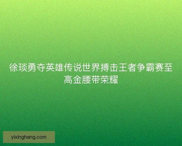 徐琰勇夺英雄传说世界搏击王者争霸赛至高金腰带荣耀 徐琰勇夺英雄传说世界搏击王者争霸赛至高金腰带荣耀