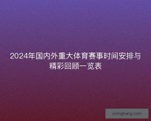 2024年国内外重大体育赛事时间安排与精彩回顾一览表
